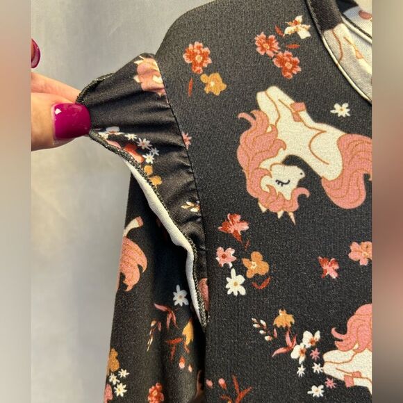 Blueberi Boulevard Unicorn Print Dress - Black and Pink - Picture 3 of 5